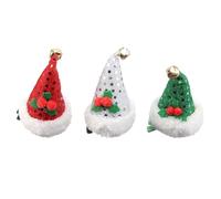Sosoport 3 Pièces Pince à Cheveux de Noël Pailletée Mini Chapeau Décoratif | Lot de Trois Couleurs Rouge, Vert et Argenté, Tissu Non Tissé, pour Fêtes, Jeunes Filles et Bébés