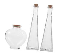 Sosoport 3 pièces Set de Bouteilles Verre Transparentes pour Cérémonie de Sable Mariage Décoratives Forme de Cœur Contenants DIY pour Décor et Paysage Miniature