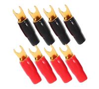 Sosoport 4 paires Cosses à Fourche Laiton pour Câbles Audio Haute Conductivité Installation Facile Connecteurs de Sertissage pour Amplificateurs et Enceintes