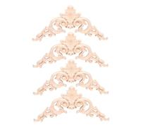 Sosoport 4 pièces Applique Bois Sculpté Angle Bois Massif Non Peint pour Décoration Porte Armoire Lit Meubles