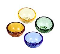 Sosoport 4 pièces Bol Bouddhiste Cristal Bols à Eau Sacrée Colorés Motif Nid Abeille Cadeau pour Pratiquants et Amateurs de Culture Asiatique