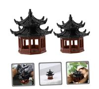 Sosoport 4 pièces Miniature Pavilion Figurine Set for Aquarium and Mini Garden Decoration Chinese Style Double Layer Octagonal Pavilion Compact Landscape Ornament for Succulents and Moss