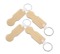 Sosoport 4 Pièces Pièces De Bambou Jetons De Chariot De Supermarché Porte-clés Pièce De Monnaie Trolley Porte-clés De Pièce De Monnaie De Caddie Porte-clés Porte-Quart Jetons D'achat Le Fer