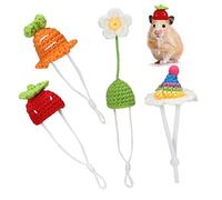 Sosoport 4pièces Chapeaux pour Petits Animaux Modèles Carotte Fraise Et Arc-Ciel Accessoires Tricotés pour Hamsters Et Animaux De Compagnie