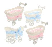 Sosoport 4pièces Panier Forme De Carrosse Chariot à Bonbons Remplissable Présentoir pour Mariage Ou Fête Anniversaire Mini Poussette Décorative Boîte à Friandises
