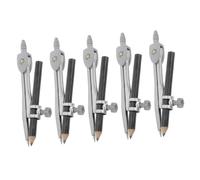 Sosoport 5 Compas de Dessin Technique pour Mathématiques Kit d'Outils de Dessin Élève Compas à Crayon Portable Pointes Rigides pour École et Travail du Bois