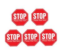 Sosoport 5 feuilles Autocollants de Distance Sociale Rouge Stickers Muraux et Sol Antidérapants pour Avertissement et Sécurité Publique