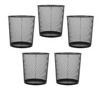 Sosoport 5 Pièces Corbeille à Papier Ronde en Métal Noir 9 L | Maille Ouverte, Forme Circulaire, Finition Lisse, Portable et Facile à Nettoyer, pour Dortoirs et Salle de Bain