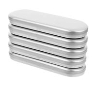 Sosoport 5 Pièces Trousse en Métal à Couvercle à Charnière | Boîte Rectangulaire en Fer-blanc Argentée, Organiseur Compact pour Crayons et Outils de Dessin, Bureau