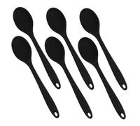 Sosoport 6 Pièces Cuillères de Cuisine Silicone Antiadhésives Résistantes Chaleur Lot de Cuillères de Service Noires pour Mélanger Badigeonner et Servir