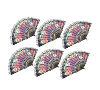 Sosoport 6 Pièces Éventail Pliant Dentelle Espagnole Vintage Éventail Léger à Motifs Floraux pour Mariage Danse Cosplay et Décoration Murale