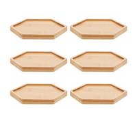 Sosoport 6 Pièces Hexagonal Bamboo Flower Pot Saucers Succulent Coasters and Drip Trays for Indoor Plants Multipurpose Plant Base Trays for Balcony Office Living Protection
