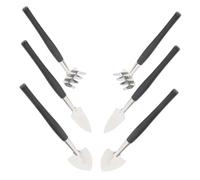 Sosoport 6 Pièces Mini Garden Tool Set Acier Inoxydable avec Pelle Râteau et Truelle Ergonomiques pour Bonsaï et Plantes Intérieur et Extérieur