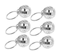 Sosoport 6 pièces Porte Clés Boule Disco Miroir Argenté Accessoires Festifs pour Anniversaire et Noël Pendentifs à Suspendre de Fête Décorations de Soirée