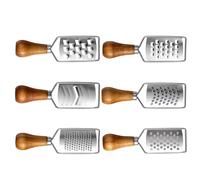 Sosoport 6 Pièces Set Râpe à Fromage et Légumes Acier Inoxydable avec Manche Bois Râpes Grossière et Fine Portables pour Gingembre Pommes de Terre et Carottes