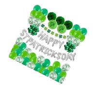 Sosoport 70 pièces Kit de Ballons Aluminium Argenté et Latex Shamrock Décoration de Fête pour Saint Patrick Bannière Accessoires de Photo et Confettis pour Anniversaire et Carnaval