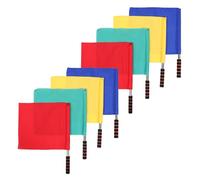 Sosoport 8 Pièces Kit de Drapeaux Arbitre de Football avec Manche Acier Inoxydable et Poignée Éponge Drapeaux Colorés pour Signalisation Sportive et Arbitrage sur Terrain