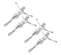 Sosoport Accessoires de Fabrication Croix en Alliage Massif 54 CM Couleur Argenté Ancien Lot de 4 Pièces pour Décorations Religieuses Composants Miniatures Figurine de Jésus Matériel