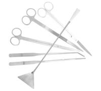 Sosoport Acier Inoxydable Outils D'aquascaping, pour Aquarium Ensemble | Plantation Précise, Pince Courbe, Ciseaux et Spatule à Sable, Usage Maison pour Plantes Aquatiques Argenté