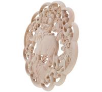 Sosoport Applique Murale Ronde en Bois Sculpté Éléphant 20X20 CM Marqueterie Décorative Non Peinte Décoration Intérieure pour Meubles Armoires et Cheminées Sculptures D’Animaux