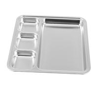 Sosoport Assiette Acier Inoxydable à Compartiments Plate Divisée Coréenne pour Barbecue Repas Extérieur École et Restaurant