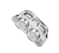 Sosoport Assiette Compartimentée Acier Inoxydable Plateau Repas Maison avec Design Séparé pour Snacks Salades et Desserts Facile à Nettoyer Plateau de Cartoon Bus Réutilisable