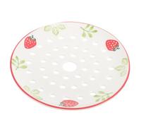 Sosoport Assiette de Cuisson Vapeur en Céramique Blanche Ronde avec Trous, Cuiseur Vapeur Multi-usage pour Cuisson de Riz et Chocolat en Famille ou Quotidien