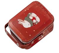 Sosoport Boîte à Bonbons Portable en Tôle pour Pâques Motif Lapin Délicat, Étui à Biscuits Rouge pour Décoration et Rangement Pratique Lors des Fêtes
