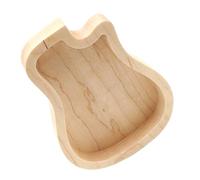Sosoport Boîte à Médiators Bois de Forme de Guitare Étui de Rangement Pratique pour Médiators de Guitare Accessoire Bois Naturel