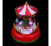 Sosoport Boîte à Musique Carrousel Mélodies Décoration Bureau Ornement Plastique Rotative Lumineuse