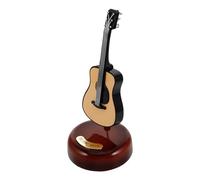 Sosoport Boîte à Musique Rotative Guitare en Bois Vintage, Mini-Guitare Décorative pour Bureau, Ornement Décoratif Rétro Européen, Présent Anniversaire Original, Boîte à Mélodies