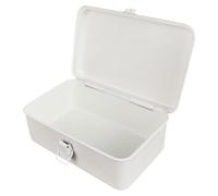 Sosoport Boîte à Outils en Métal Blanc Vintage Fermoir Verrouillable Boîte de Rangement Multifonction en Acier Laminé à Froid Petit Porte-Ruban Adhésif Bloc-Notes pour Bureau et