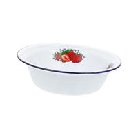 Sosoport Bol Émaillé Profond Motif Fraise Bassin Multi Usage Antidérapant pour Salade Soupe et Cuisine et Facile à Nettoyer