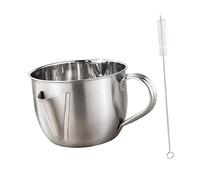 Sosoport Bol Filtre à Graisse Acier Inoxydable avec Couvercle et Brosse Séparateur Huile pour Soupe Ustensile de Cuisine pour Maison et Restaurant Séparation Graisse