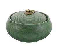 Sosoport Cendrier Décoratif en Céramique Verte avec Couvercle Coupe-Vent, Petit Modèle pour Intérieur et Extérieur, Récupérateur de Cendres Pratique pour Terrasse et Bureau, Design Créatif