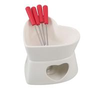 Sosoport Ceramic Cheese Melting Cup Butter Warmer Set Heart Shaped Small Fondue Pot For Seafood And Compact Stylish Butter Ramekins For Home Parties And Romantic Dates
