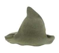 Sosoport Chapeau de Magicien Halloween Vert Laine Large Bord Effilé et Souple Accessoire Costume Médiéval pour Cosplay Adulte et Fêtes Automne