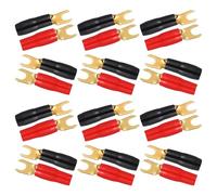 Sosoport Cosses à Fourche Isolées en Laiton 12 Paires Noir Rouge 8ga pour Connecteurs de Bornes Haut-parleurs Audio Voiture et Home Cinéma, Sertissages Électriques Fiables, Connecteurs