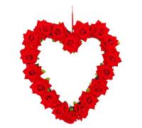 Sosoport Couronne de Porte de Cœur Roses Rouges Artificielles Guirlande Décorative DIY pour Saint-Valentin Mariage et Fêtes Décoration Intérieure et Extérieure 1 Pièce