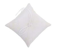 Sosoport Coussin Porte-alliances Européen Satin Blanc avec Broderie Fleurie et Dentelle Filetée Accessoire Nuptial Polyvalent pour Cérémonie Mariage et Fête Prénuptiale