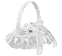 Sosoport Coussin pour Alliances Mariage Mini en Satin et Dentelle Oreiller Porte-Bagues Romantique avec Poignée Décoration Élégante pour Cérémonie de Fiançailles et Fête Nuptiale