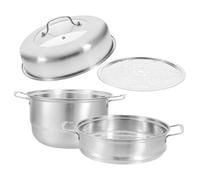 Sosoport Cuiseur Vapeur Inox Épais Niveaux pour Cuisson Légumes Fruits de Mer Viande Adapté Plaques Induction et Gaz Accessoire Cuisine Pratique et Empilable