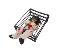 Sosoport Décoration Halloween Suspendue Fantôme Hurlant Cage Électrique à Yeux Lumineux avec Effets Sonores et Imprimé Léopard Accessoire Effrayant pour Jardin Patio et Fête