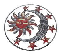Sosoport Décoration Murale en Fer Marron Soleil et Lune, Applique Murale Créative et Réaliste pour Salon et Couloir, Décoration Extérieure Jardin Unique