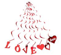 Sosoport Décoration Suspendue en Spirale en Pet Saint-Valentin - Ornement Cœur Ajouré Texte « Amour » - 1 Set Polyvalent pour Fête Anniversaire et Décoration Romantique Intérieure et