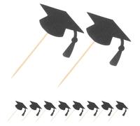 Sosoport Décorations de Gâteau de Fin d'Études 24 Pièces Noir Mini Toques de Diplômé en Papier Décorations pour Cupcakes et Pâtisseries Accessoires Fête Graduation École et Remise de