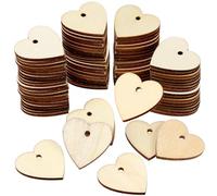Sosoport Disques en Bois Brut 30 Mm Forme Cœur, Lot de 100 Pièces avec Corde en Jute 1 M, Pièces à Peindre pour Loisirs Créatifs, Décoration Mariage, Déco Anniversaire et DIY Artisanat