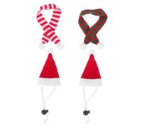 Sosoport Ensemble Bonnet Et Écharpe De Noël pour Cochon Dinde 4 Pièces Costume pour Animaux De Compagnie Chapeau Décoratif pour Fête De Noël pour Petits Animaux