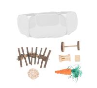 Sosoport Ensemble De 7 Clôtures en Bois pour Petits Animaux Hamster Cochon Dinde Parc Et Jouets À Mâcher