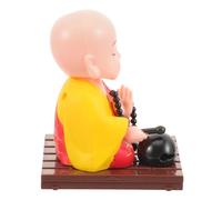 Sosoport Figurine à Tête Oscillante de Moine Solaire Décorative pour Tableau de Bord de Voiture, Petit Format, Matériau Solide, Décoration Intérieure Zen pour Voiture et Bureau